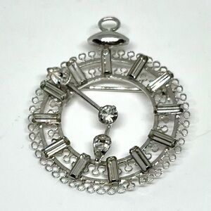Vintage Sterling Star-Art Clock Brooch/Pendant